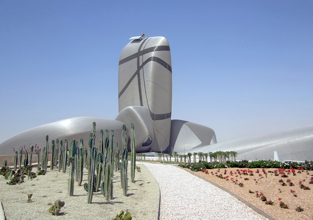 The King Abdulaziz Center for World Culture ... a 30,260-sq-m stainless steel tube façade.
